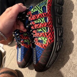 Versace Men's Black and Red Sneakers